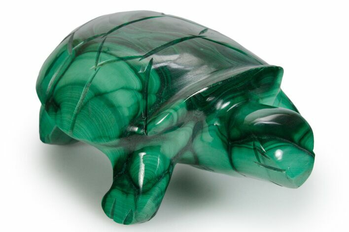Flowery Malachite Turtle Carving - DR Congo #349306